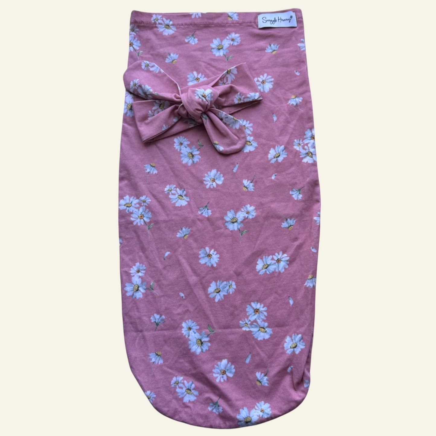 Snuggle Hunny pink daisy swaddle and headband OS