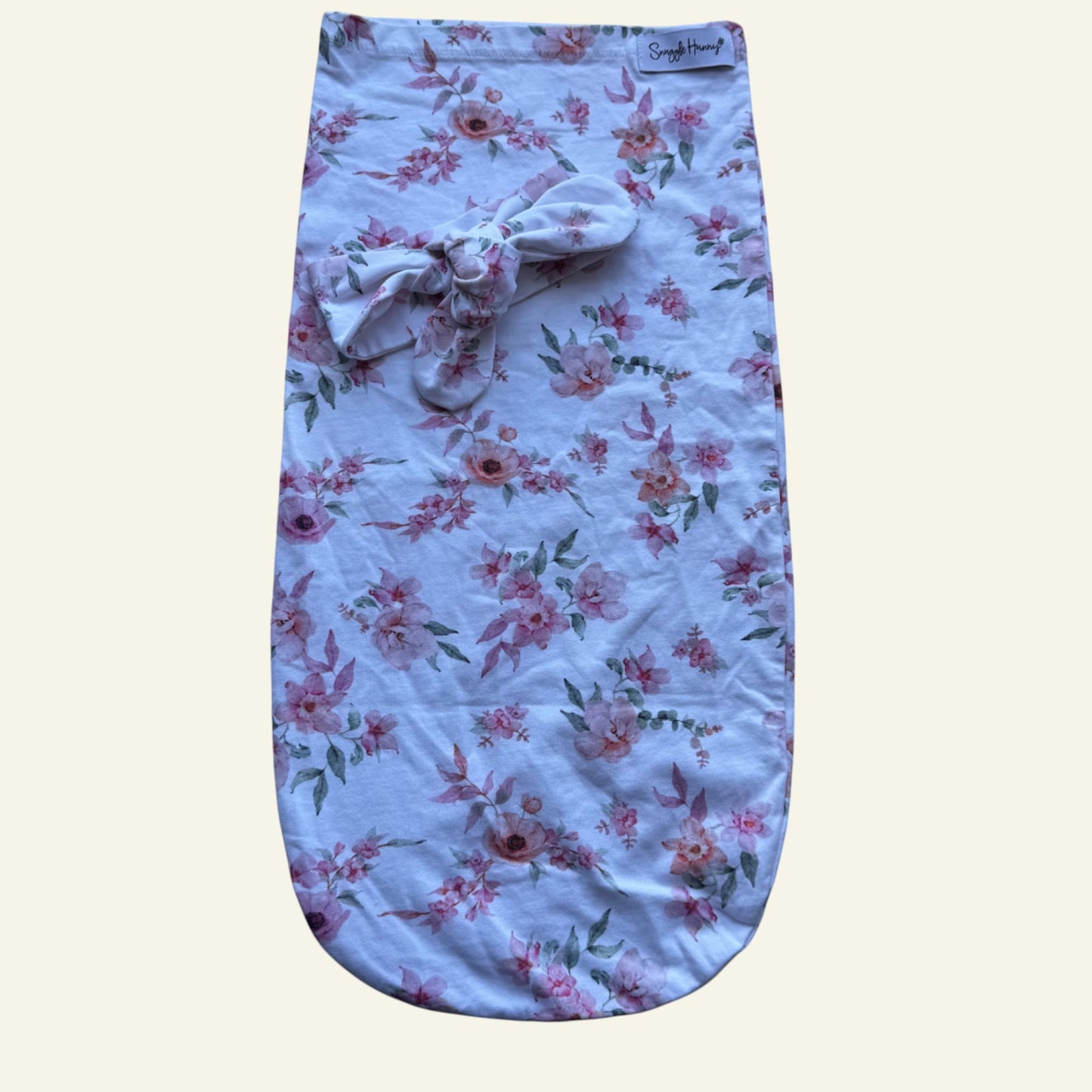 Snuggle Hunny white floral swaddle and headband OS