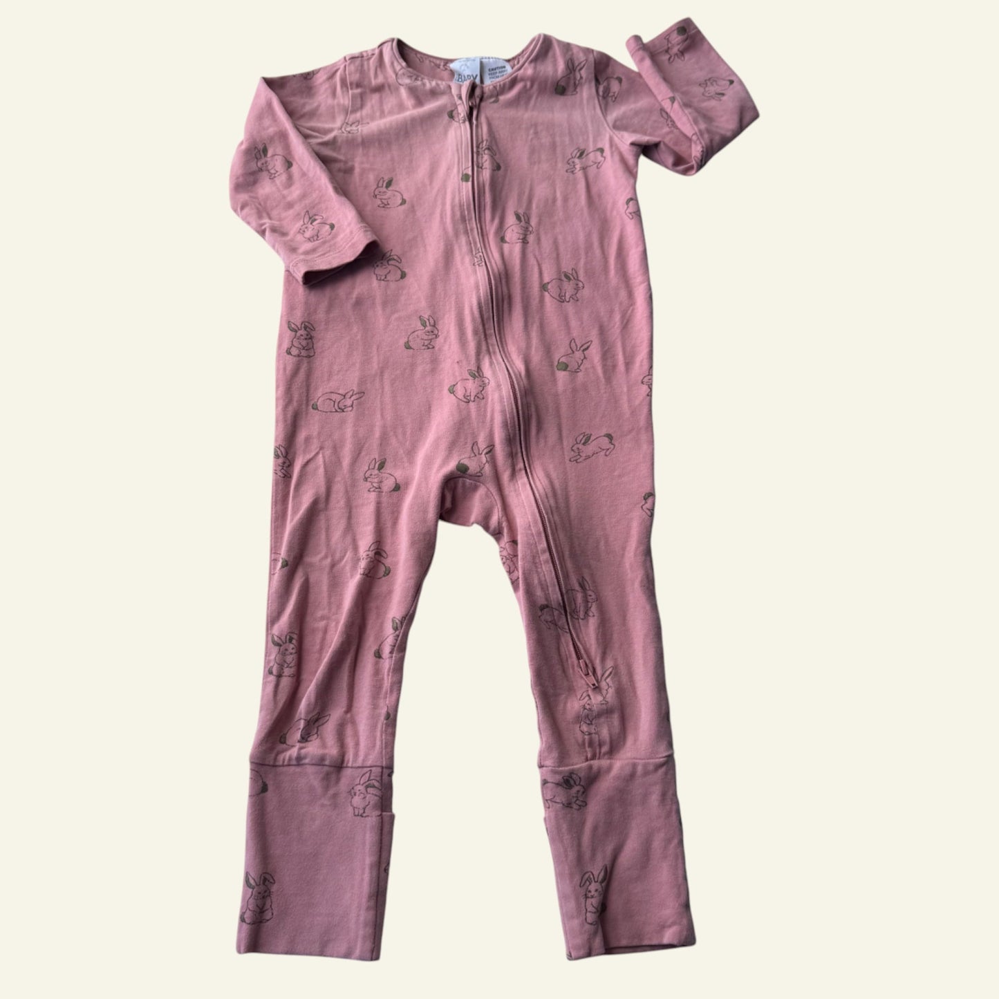 Cotton On pink bunny onesie size 1 (Perfectly Imperfect)