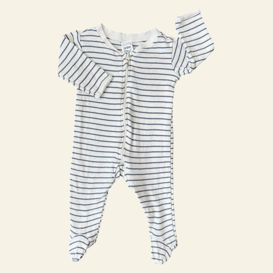 Anko white and blue stripe onesie size 000