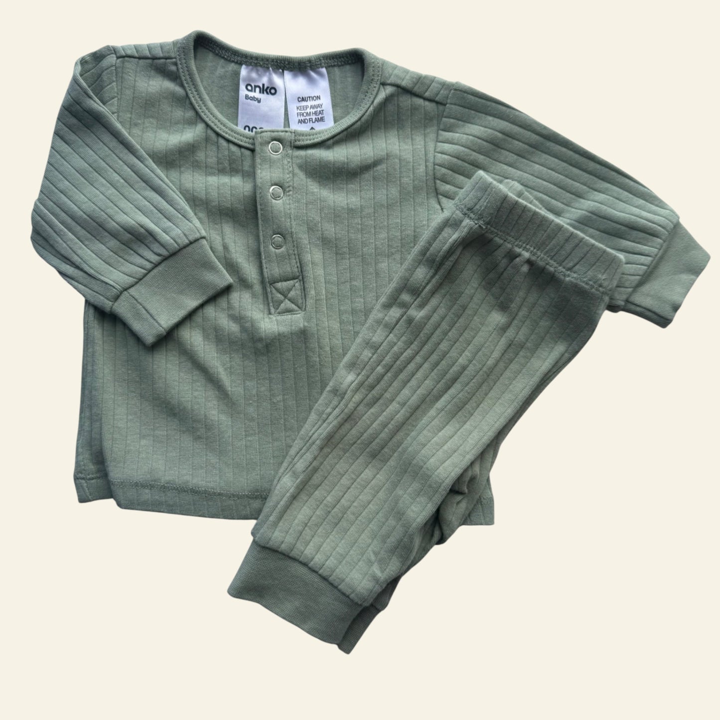 Anko green ribbed bodysuit and leggings set size 000