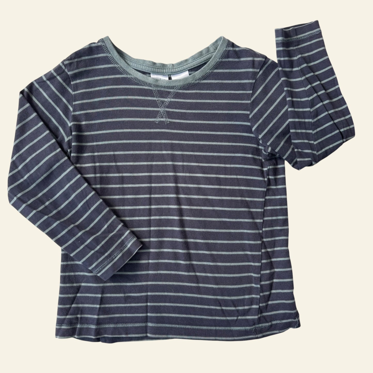 Anko blue and green stripe pj top size 4