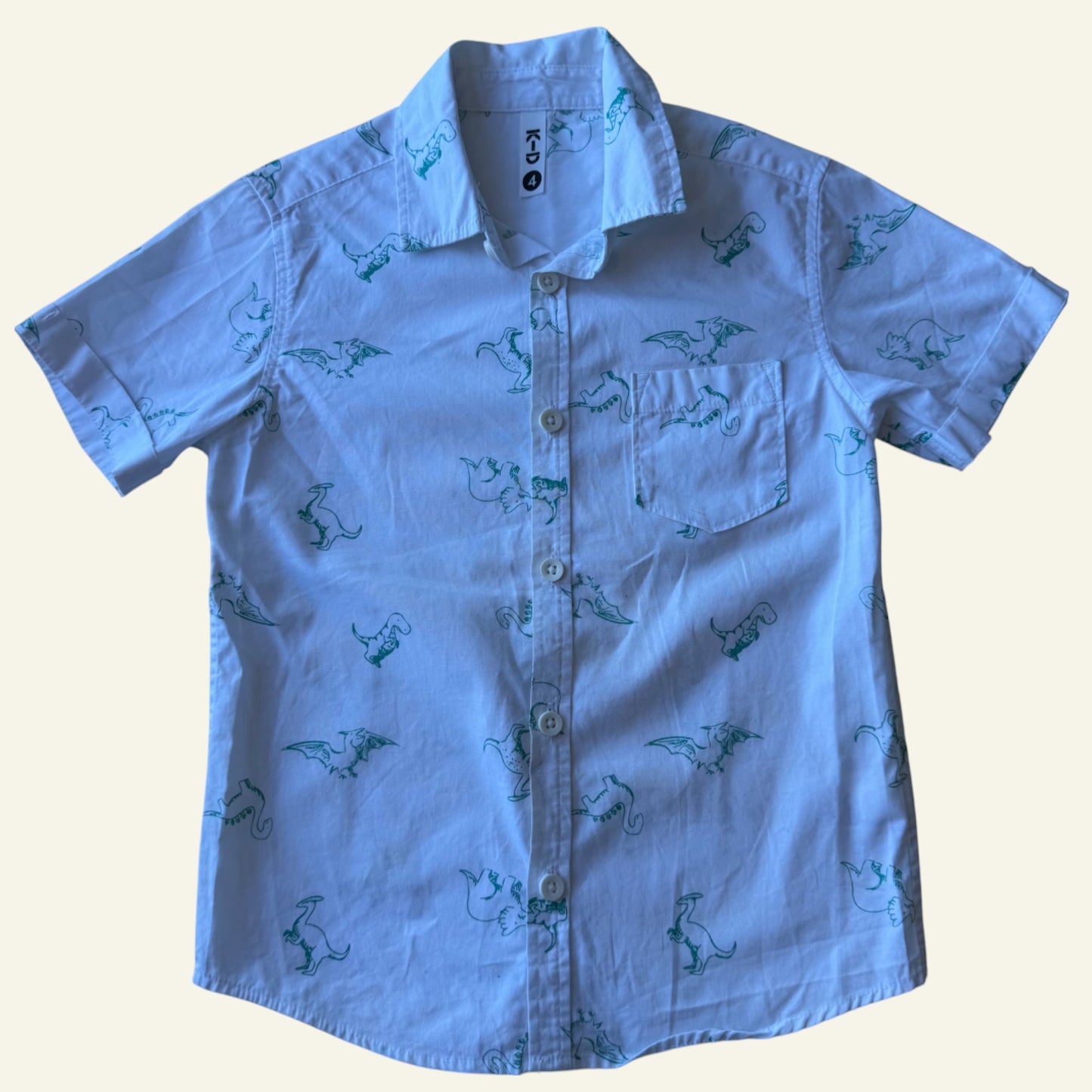 KID white dino button up shirt size 4