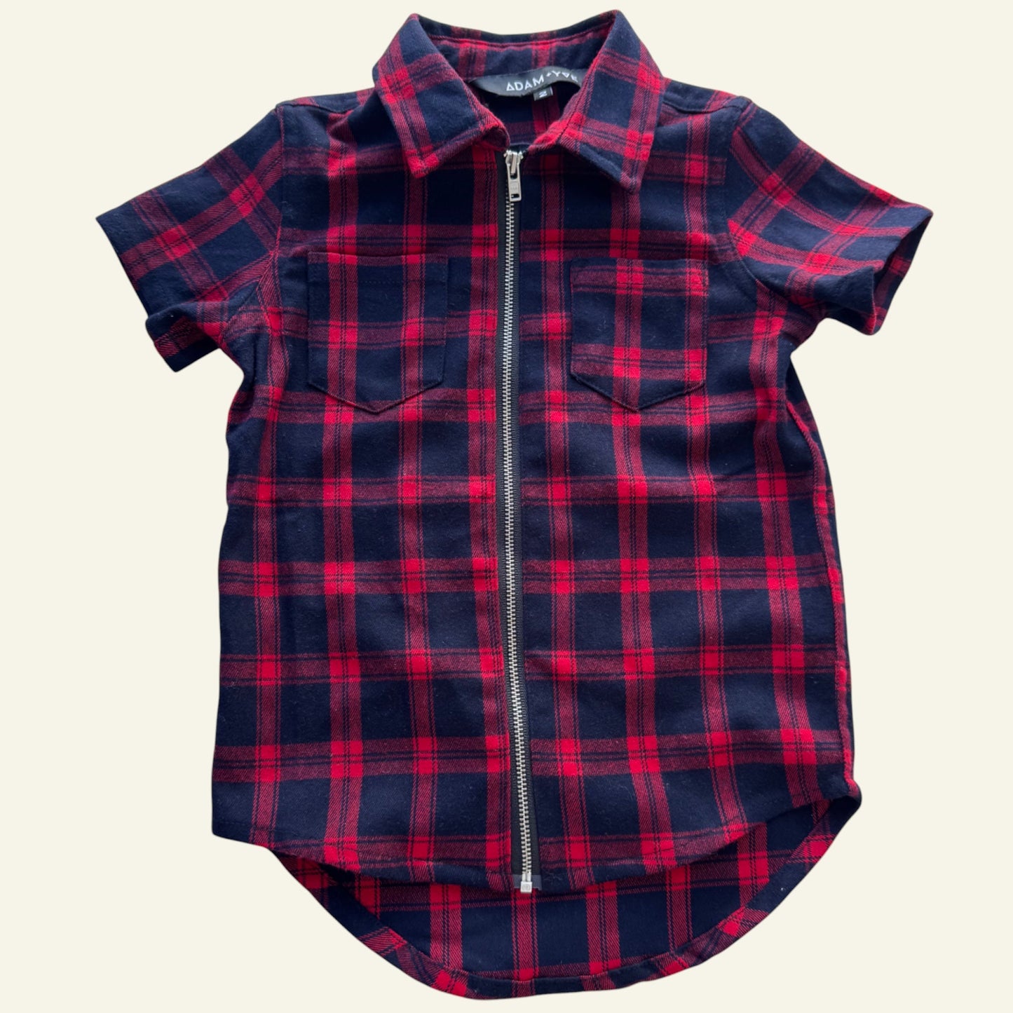 Adam & Yve red plaid zip top size 2