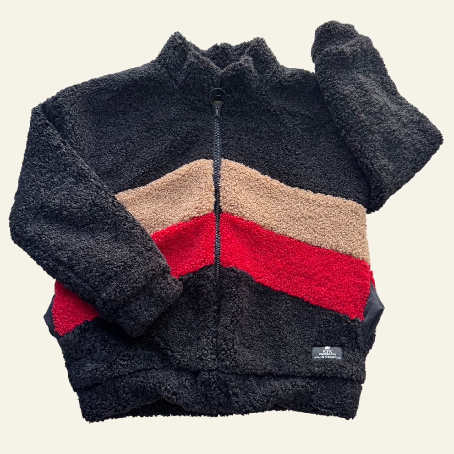 RYK black colourblock fluffy jacket size 6