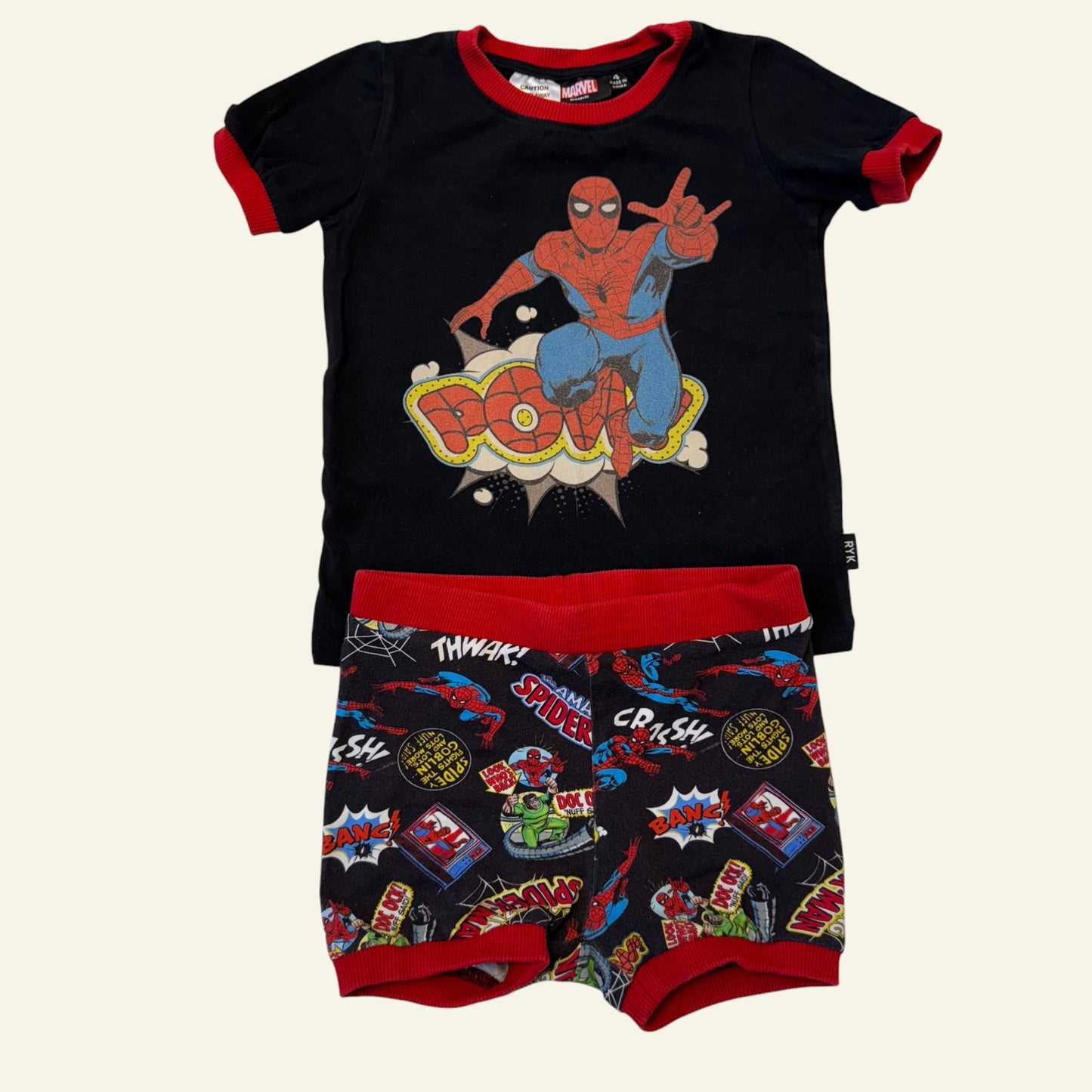 Rock Your Kid black Spiderman pajamas size 4