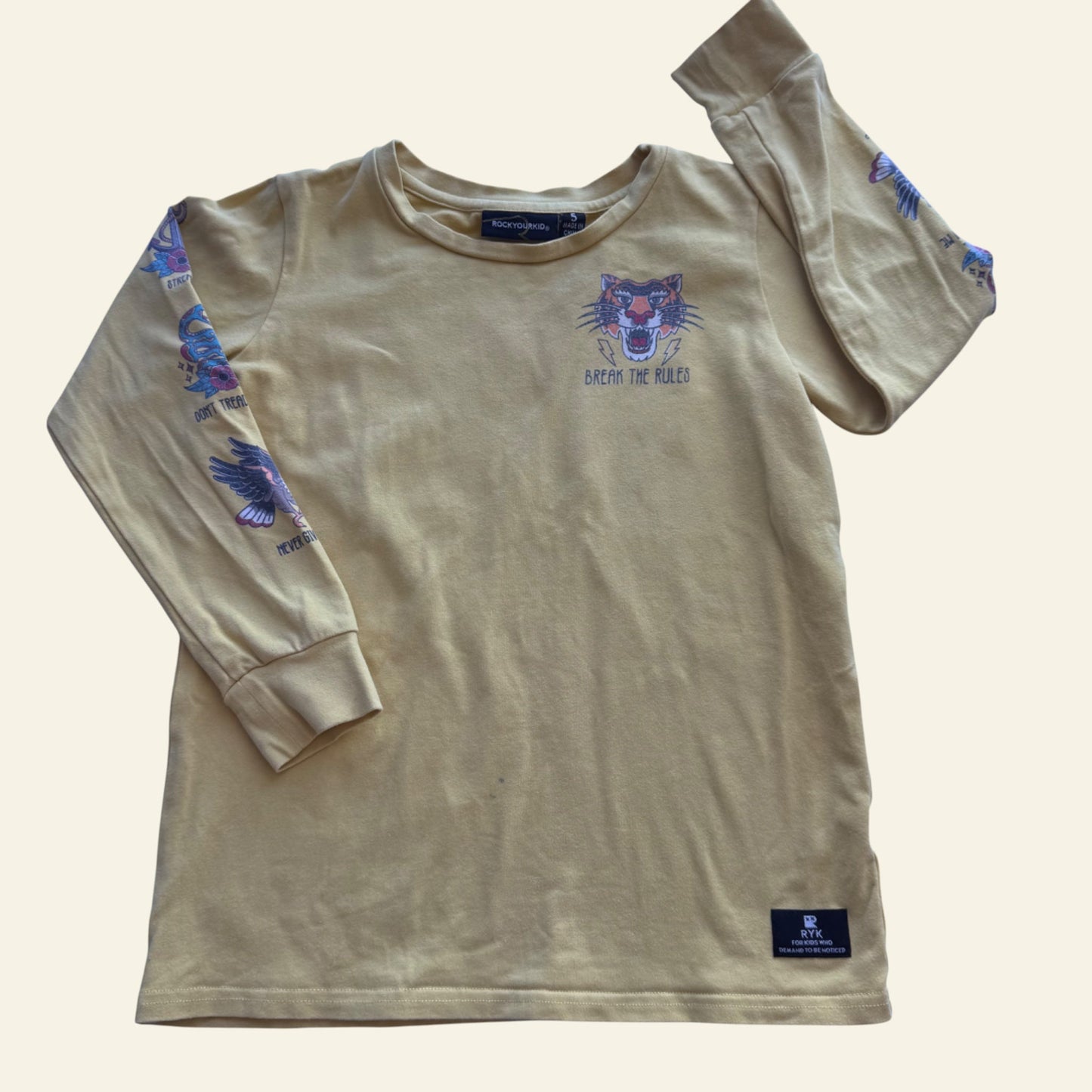 Rock Your Kid yellow long sleeve top size 5 (Perfectly Imperfect)