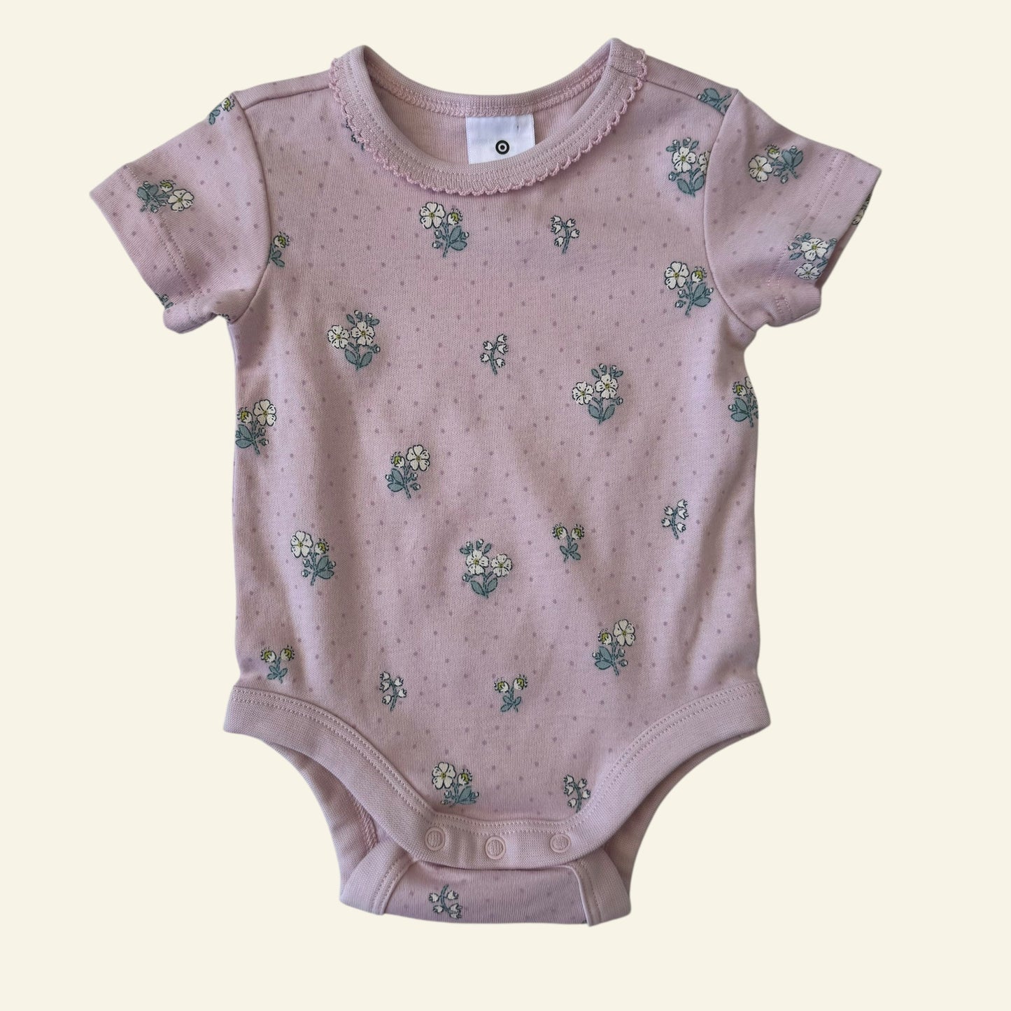 Target pink floral spot bodysuit size 0000 (Perfectly Imperfect)