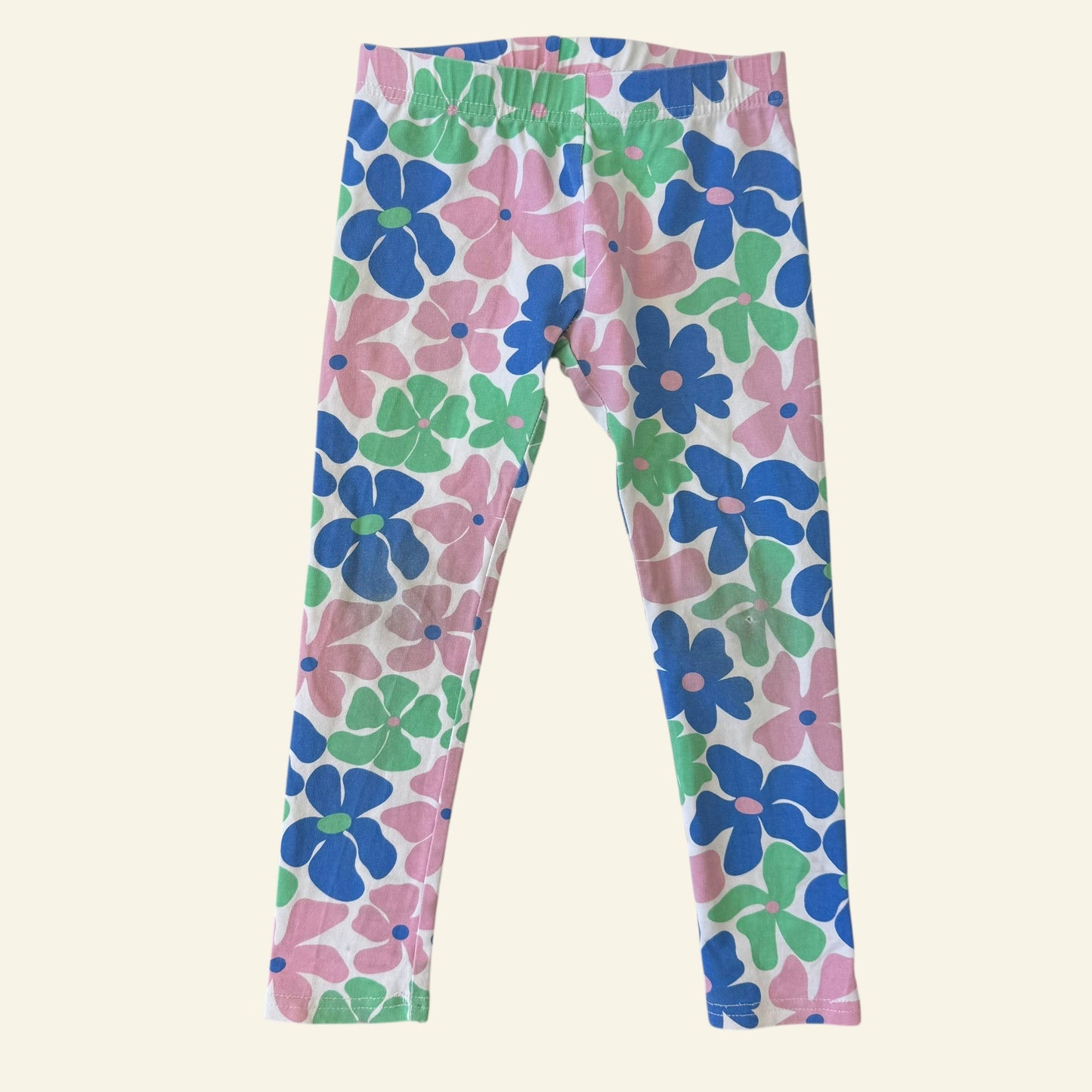 Seed blue pink and green floral leggings size 3 (Perfectly Imperfect)