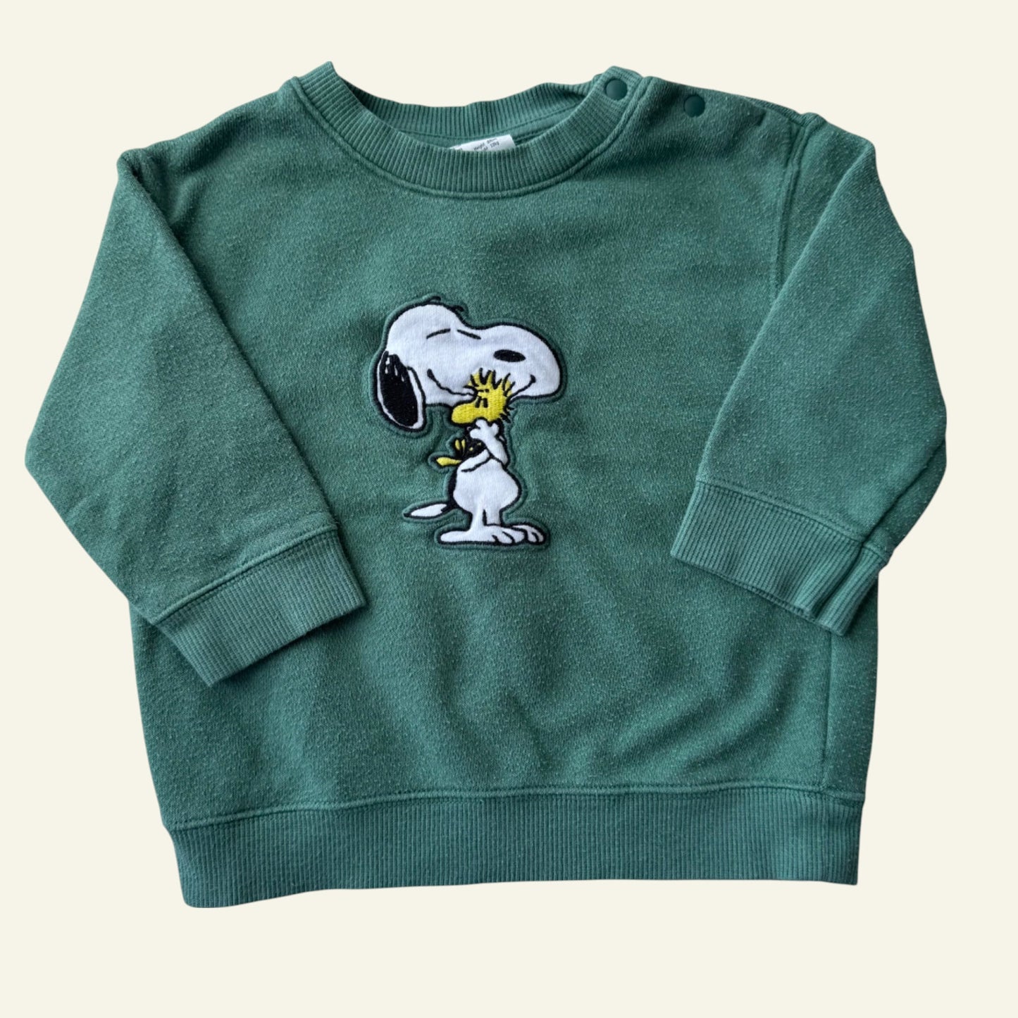 Uniqlo green Snoopy jumper size 1 (Perfectly Imperfect)