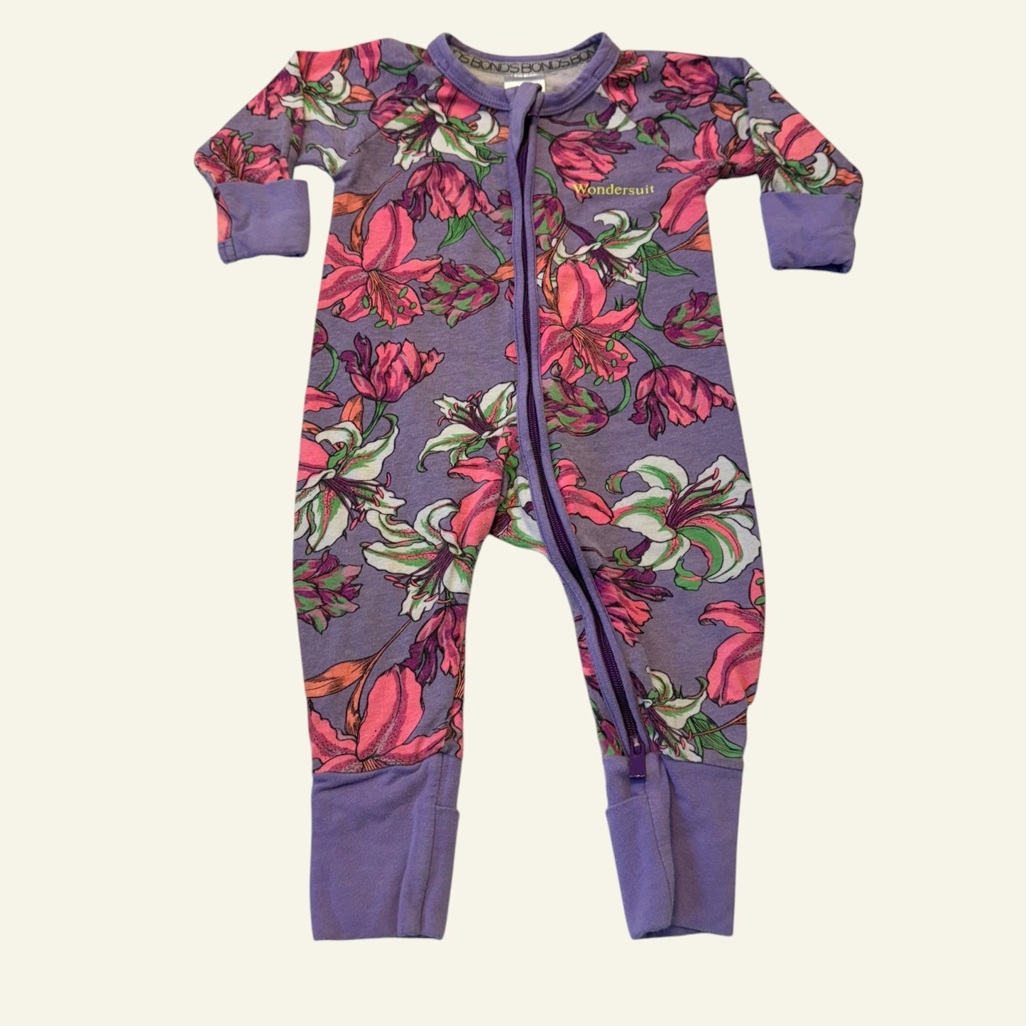 Bonds purple flower wonder suit size 000