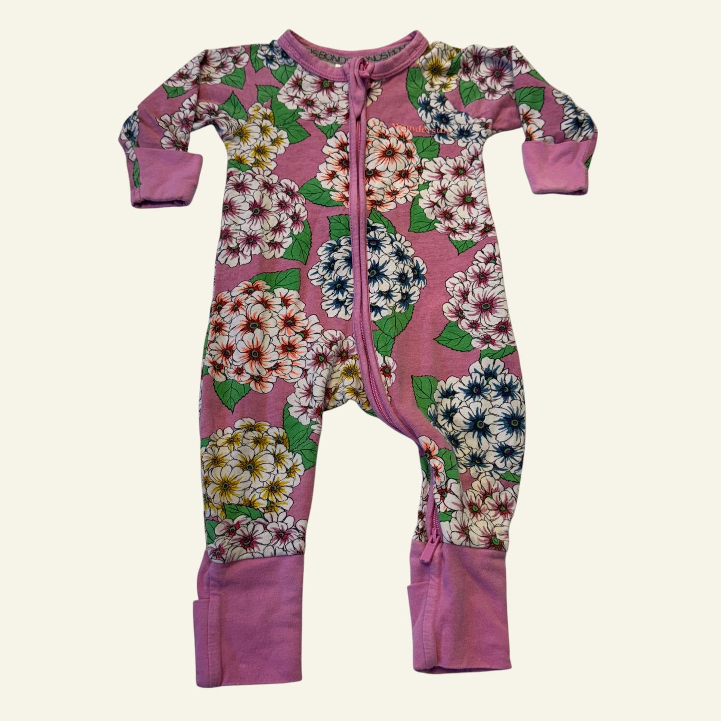 Bonds pink hydrangea wonder suit size 000
