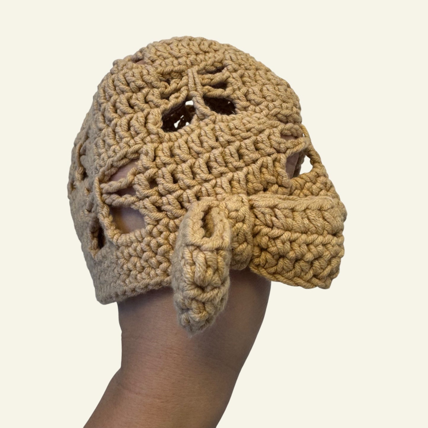 Beige butterfly crochet hat approx size 6-12m
