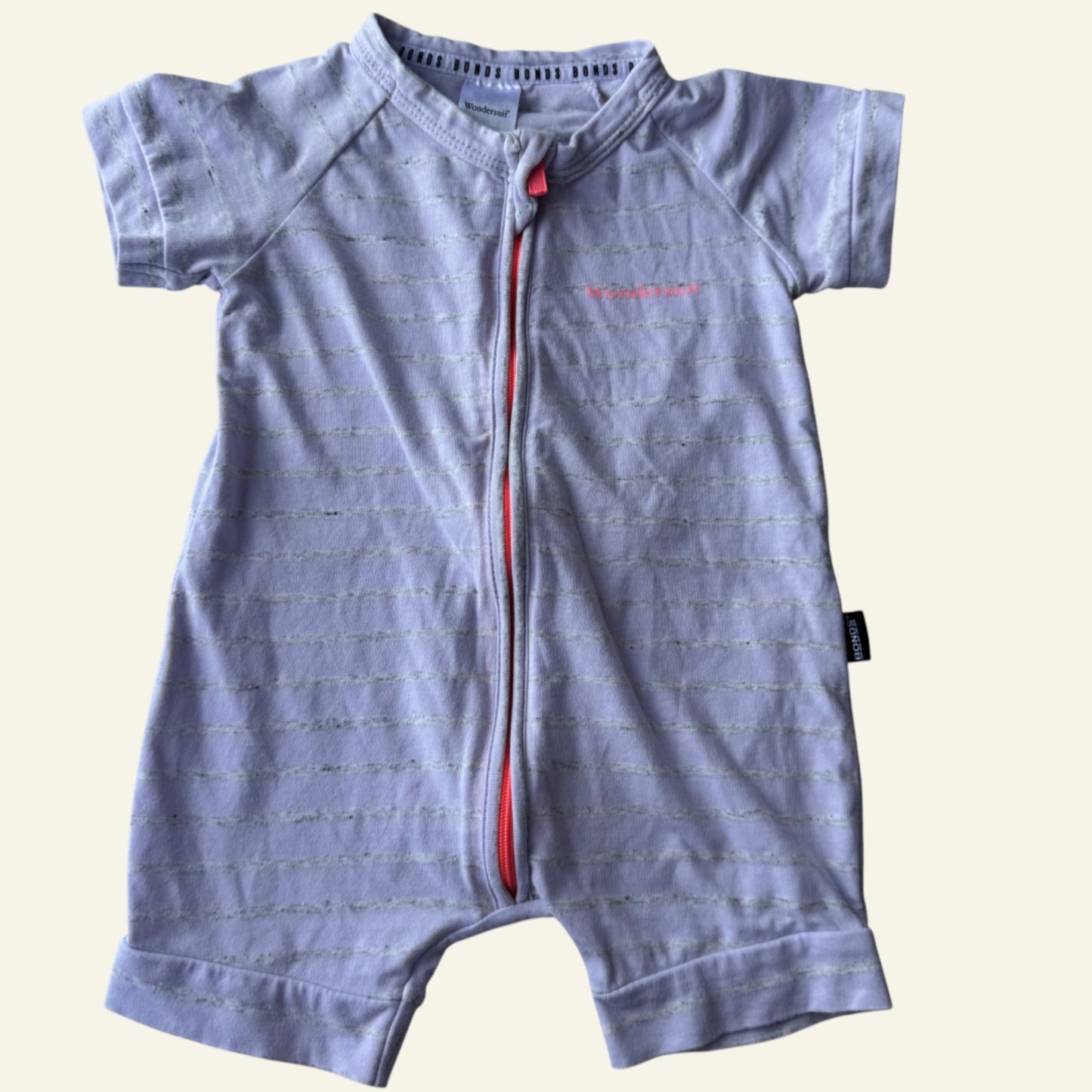 Bonds purple and grey stripe wondersuit size 00
