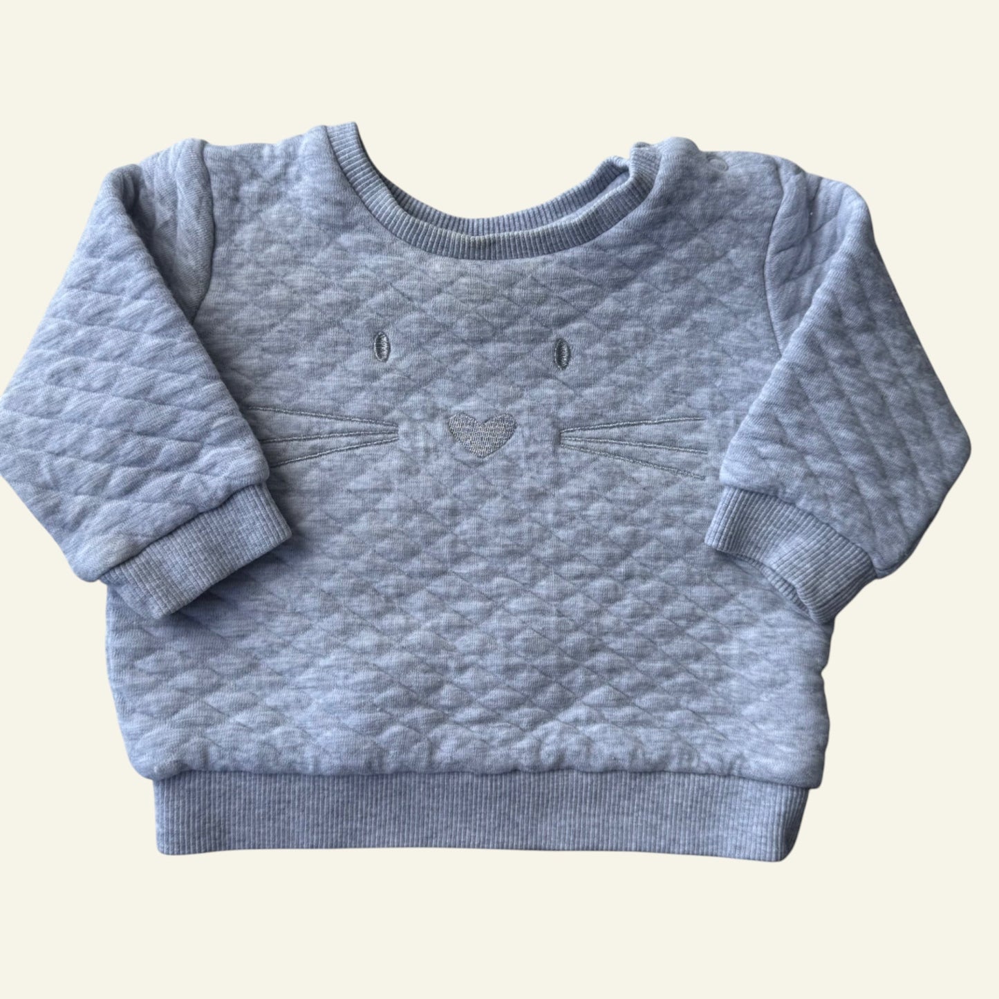 Seed grey kitty quilted jumper size 00 (Perfectly Imperfect)