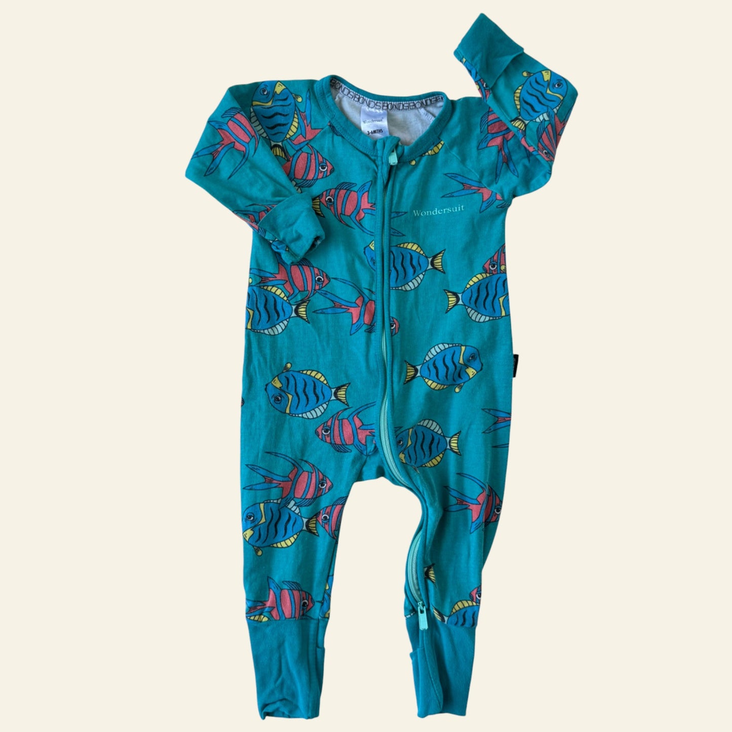 Bonds green fish wondersuit size 00