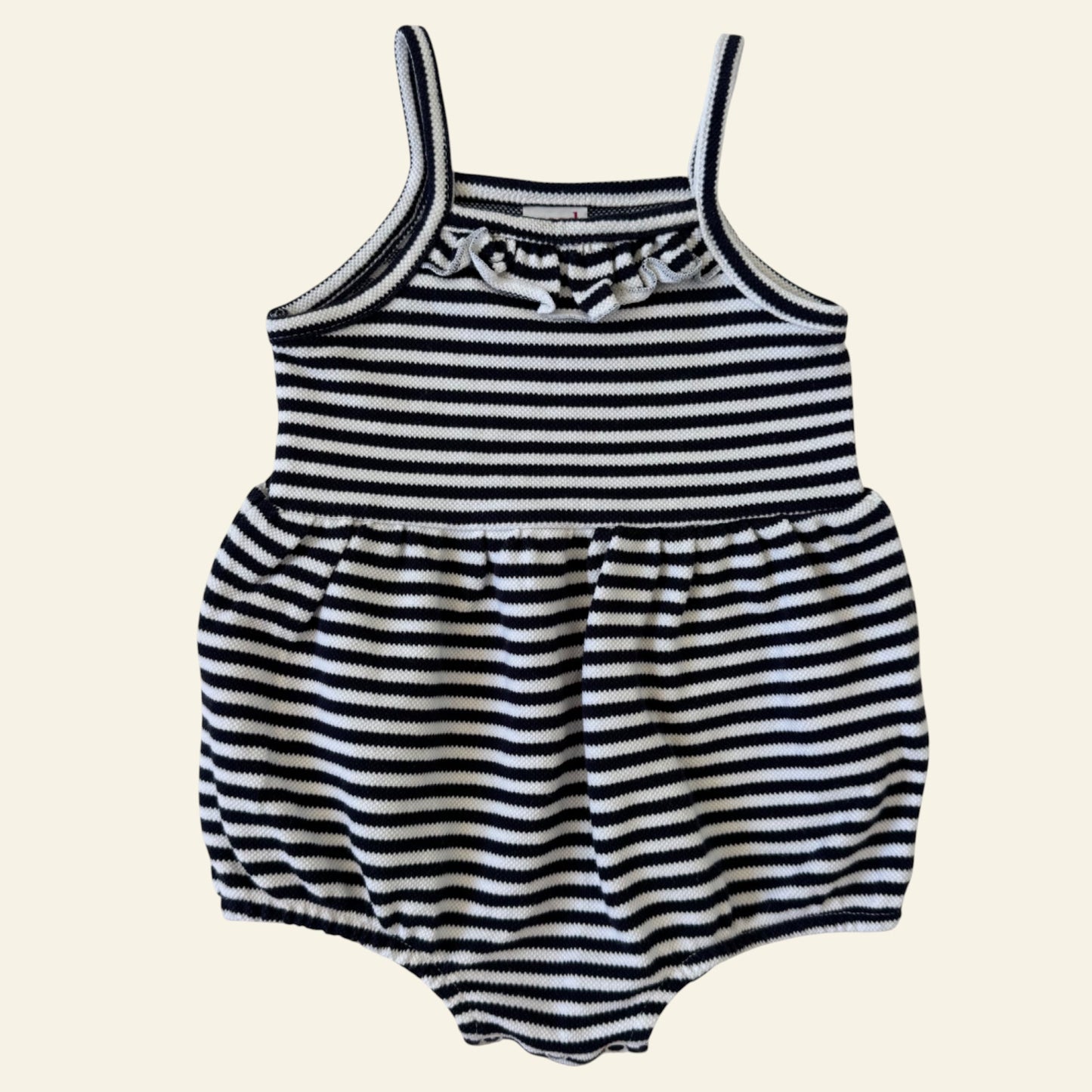Seed navy and white stripe frill romper size 0