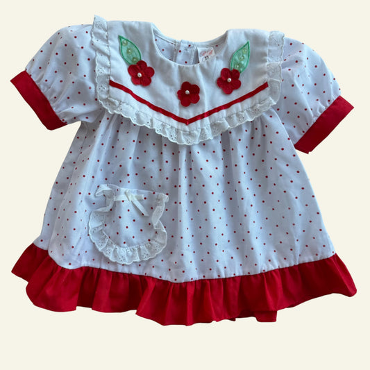 Vintage BB white and red spot floral dress size 2
