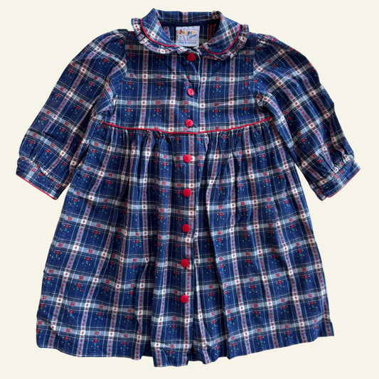 Vintage Puppet Junior blue floral check dress size 3