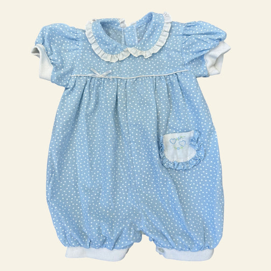 Vintage Little Wishes blue heart romper size 0