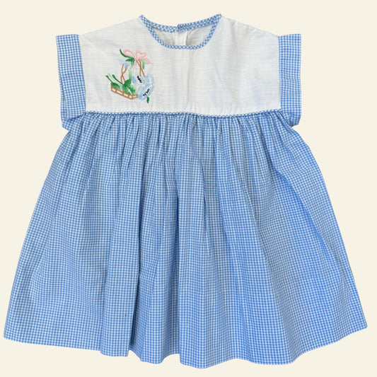 Vintage Tiny Togs blue gingham smock dress approx size 00 (no size tag)