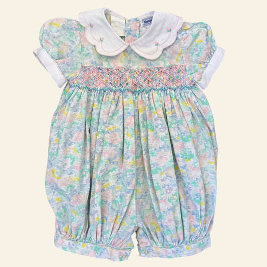 Vintage Marquise rainbow floral bubble romper approx size 0 (tag faded)