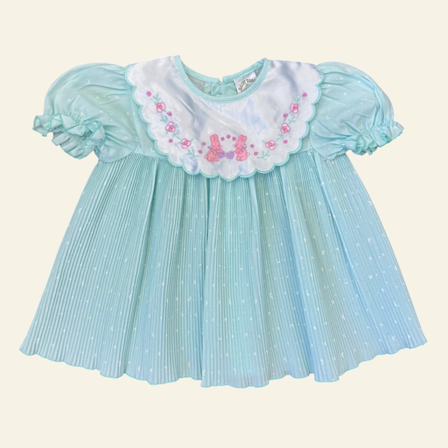 Vintage Baby Talk blue embroidered smock top size 0