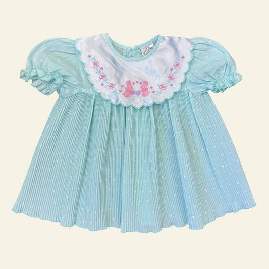 Vintage Baby Talk blue embroidered smock top size 0