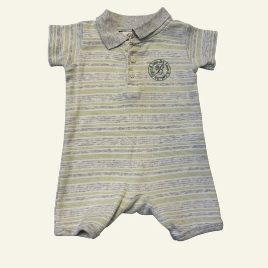 Bebe green stripe romper size 000
