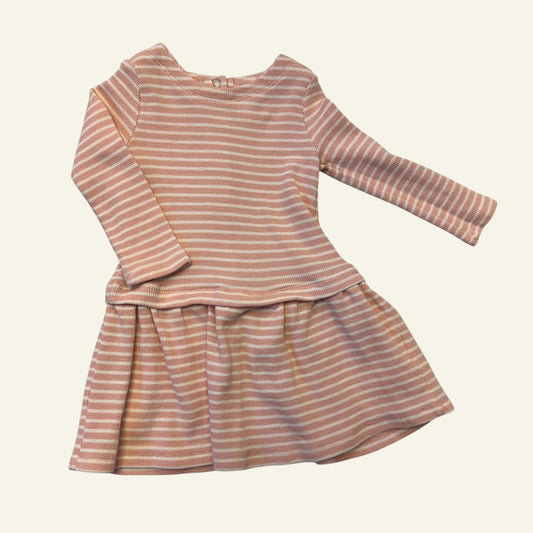 Seed pink stripe long sleeve dress size 12-18m