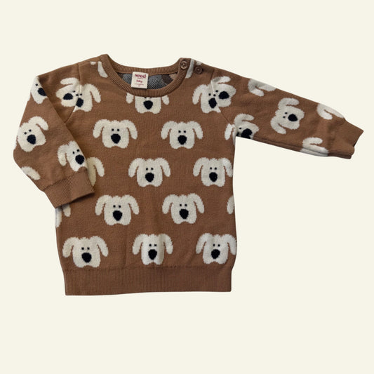 Seed brown dog face knit jumper size 0