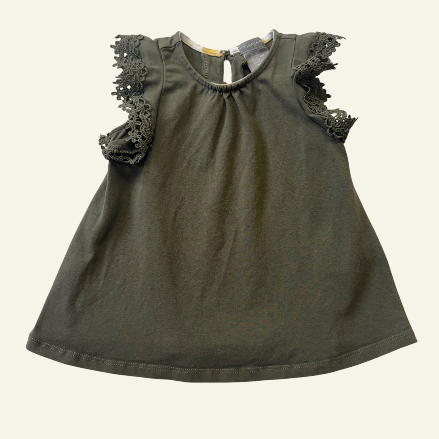 Tahari green frill sleeve top size 18 months