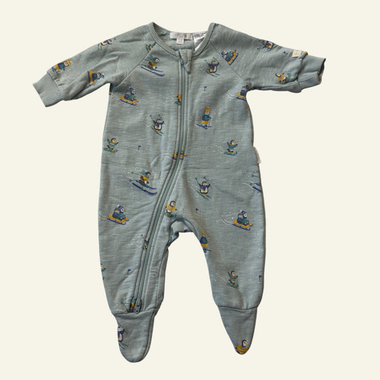 Purebaby skiing penguins onesie size 000
