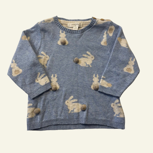 Purebaby blue bunny jumper size 00