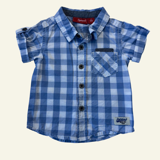 Sprout blue checkered button up shirt size 000