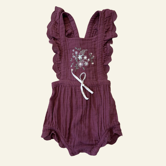 Jamie Kay burgundy romper with embroidery detail size 1