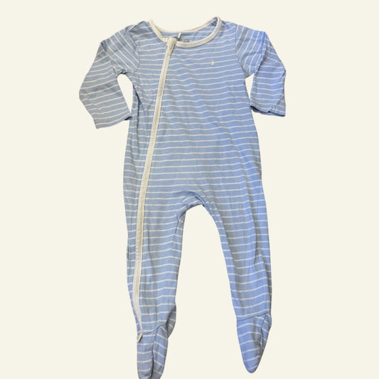 Little Green & Co blue white stripe onesie size 0