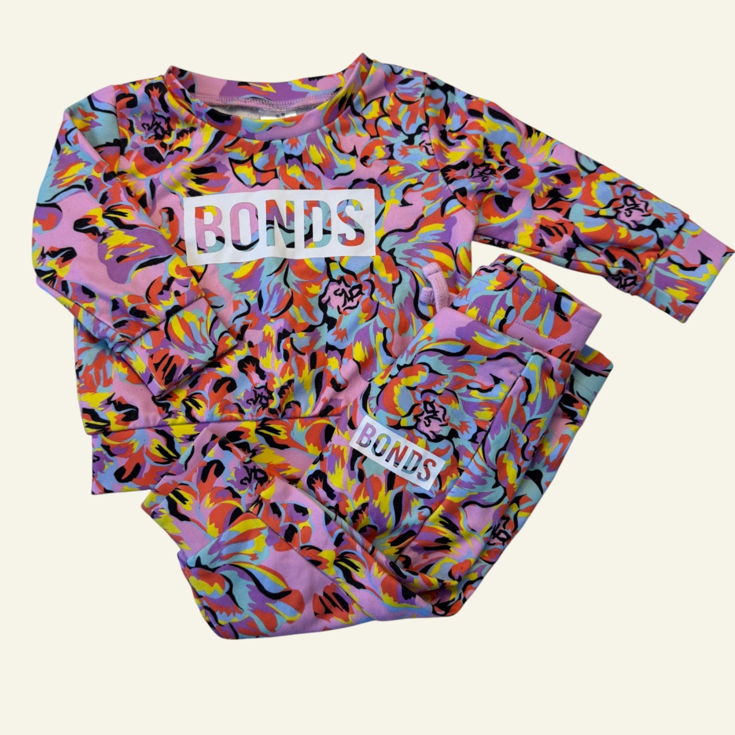 Bonds rainbow floral tracksuit set size 0 (name on tag)