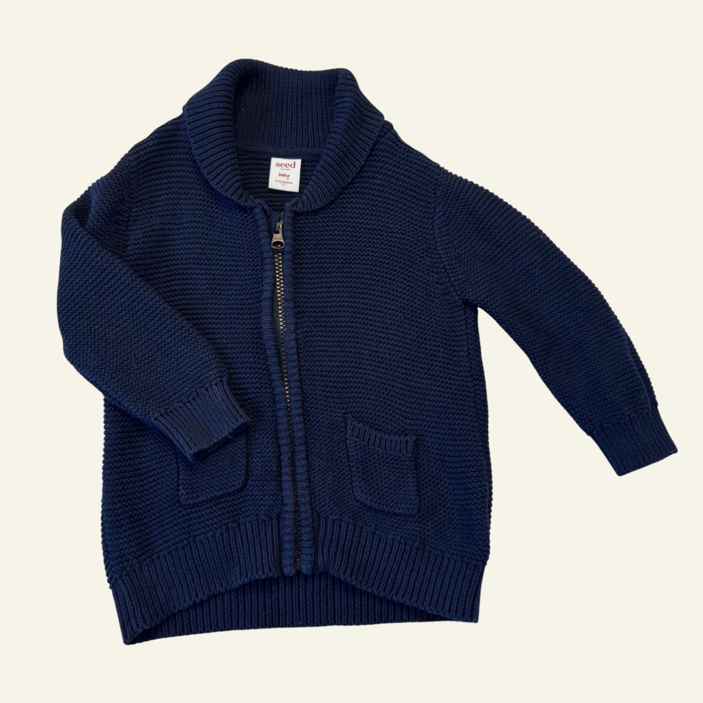 Seed navy knit zip jacket size 1