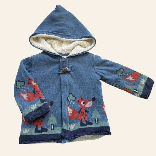 Jack and Milly blue fox hooded jacket size 1