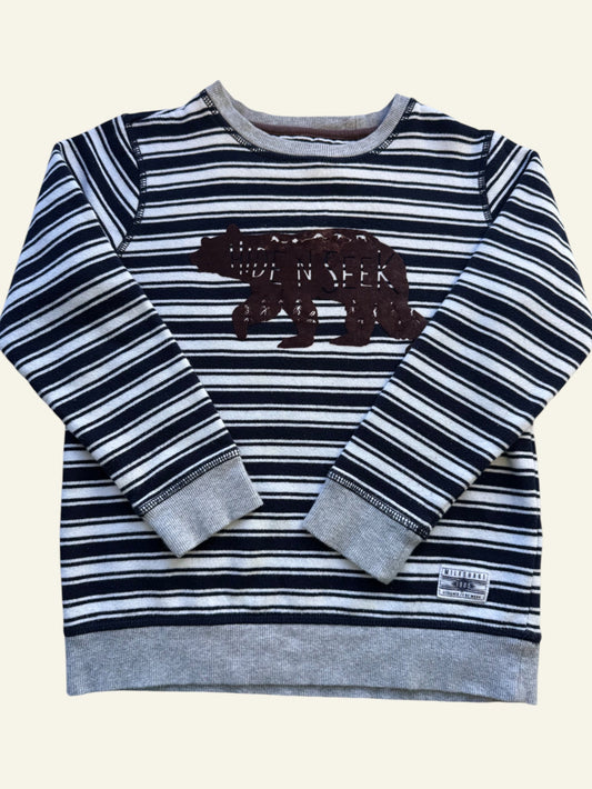 Milkshake white stripe bear jumper size 8