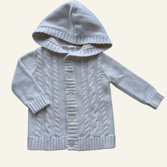 Seed beige knit hooded cardigan size 00