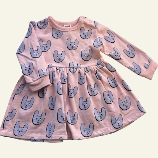 Seed pink and purple bunny long sleeve dress size 0