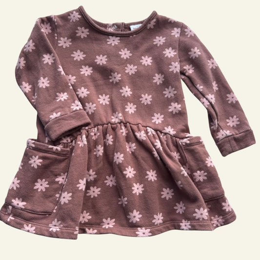 Seed brown and pink floral long sleeve dress size 0