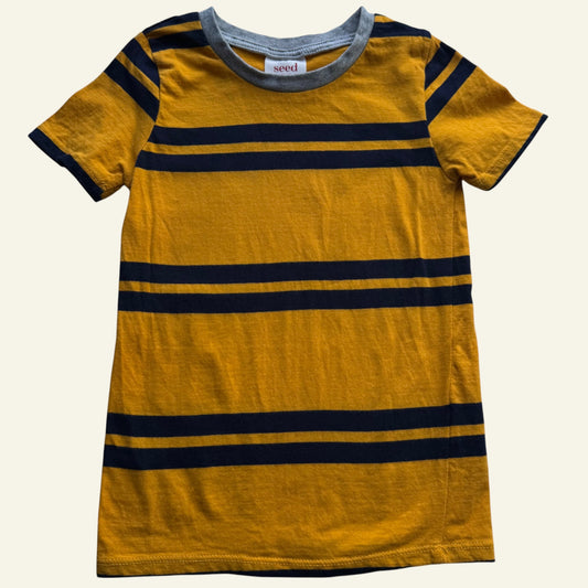 Seed yellow black stripe tshirt size 4