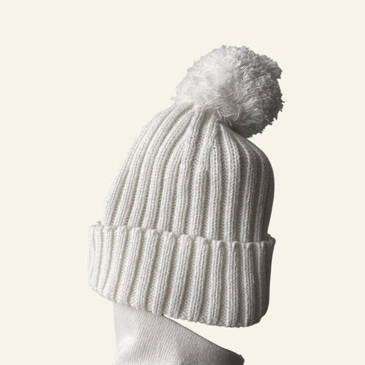 Cotton On white knit pom pom beanie size OS