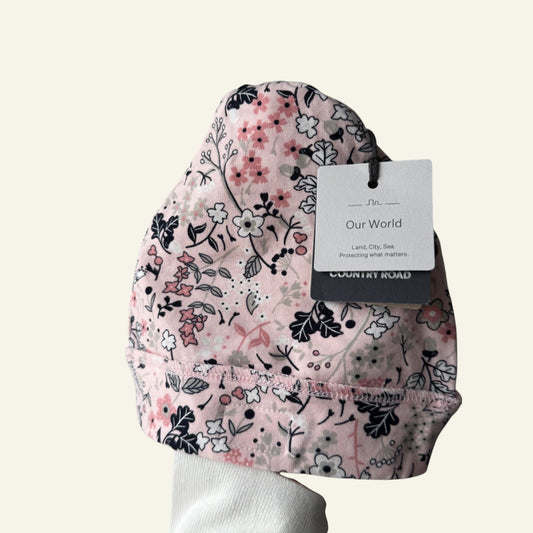 Country Road pink floral beanie OS