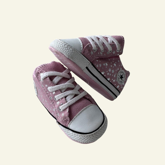 Converse pink and silver star soft sole sneakers size 4
