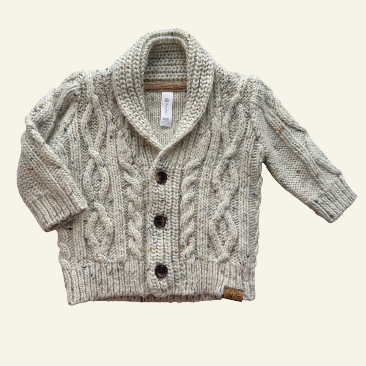 Dymples beige speckled knit cardigan size 000