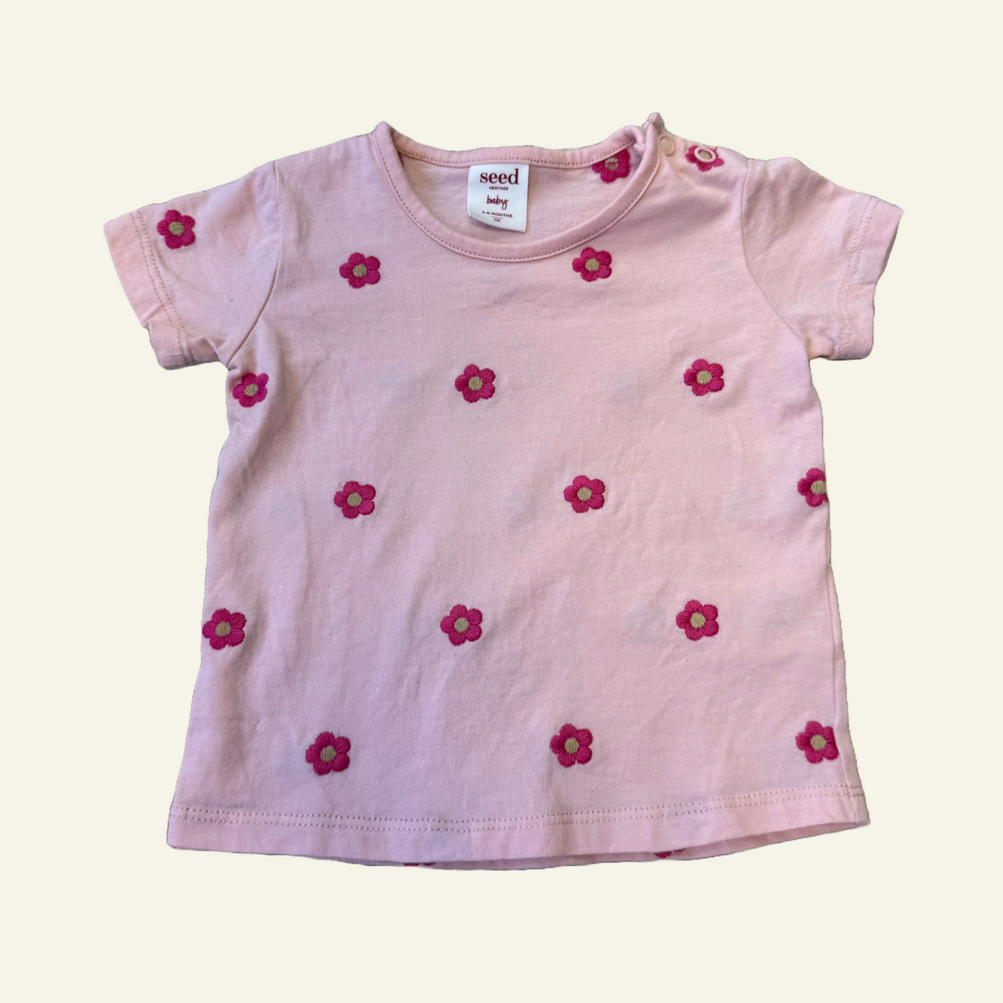 Seed baby pink floral t-shirt size 00